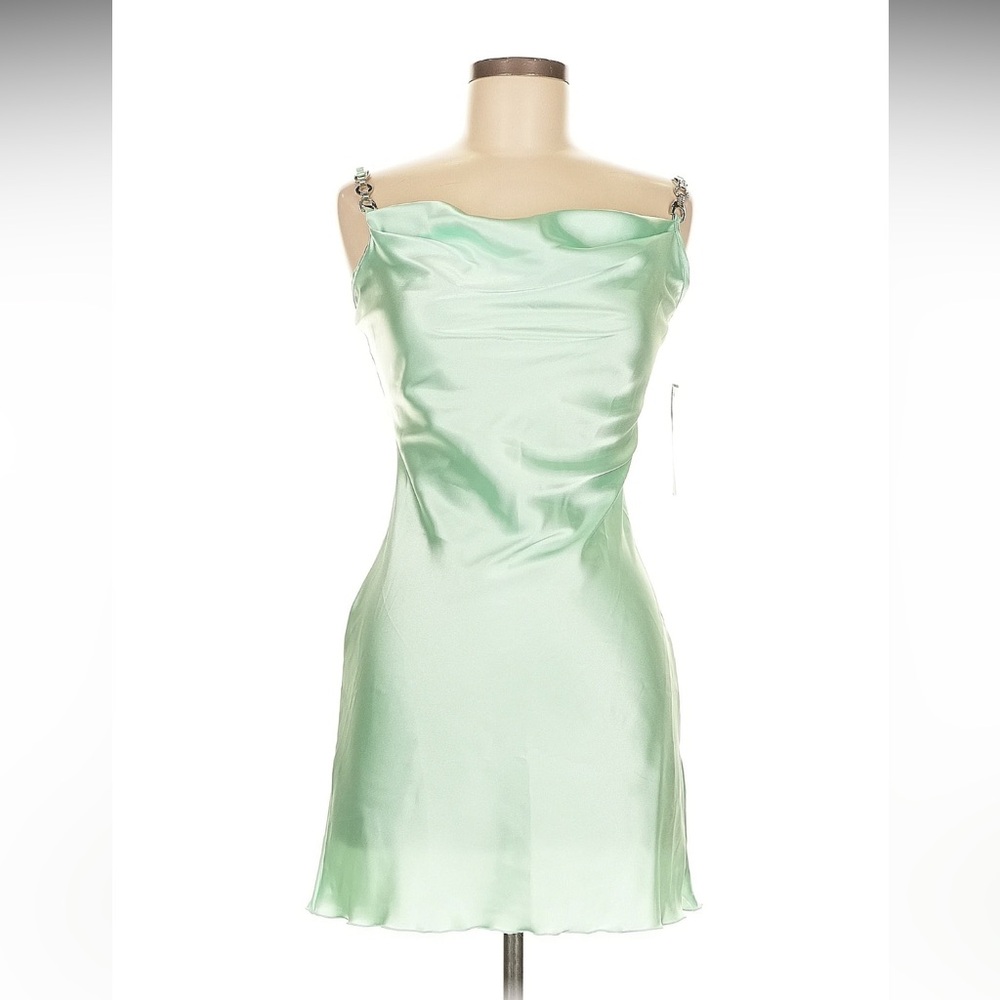 Jump Green Cowl Neck Ruched Slip Dress Cocktail